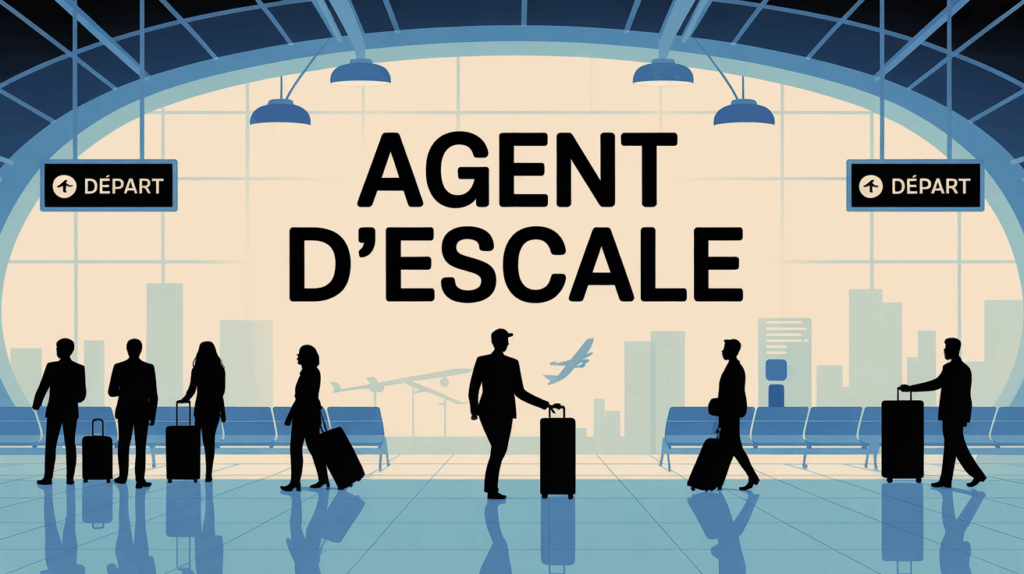 Illustration agent d escale silhouettes passagers aeroport