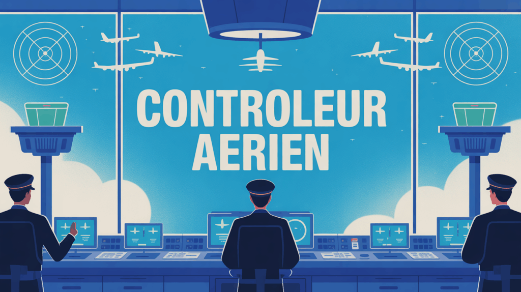 controleur aerien illustration tour de controle avec avions et radars