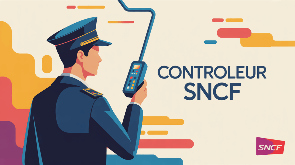 illustration stylisee controleur SNCF en uniforme