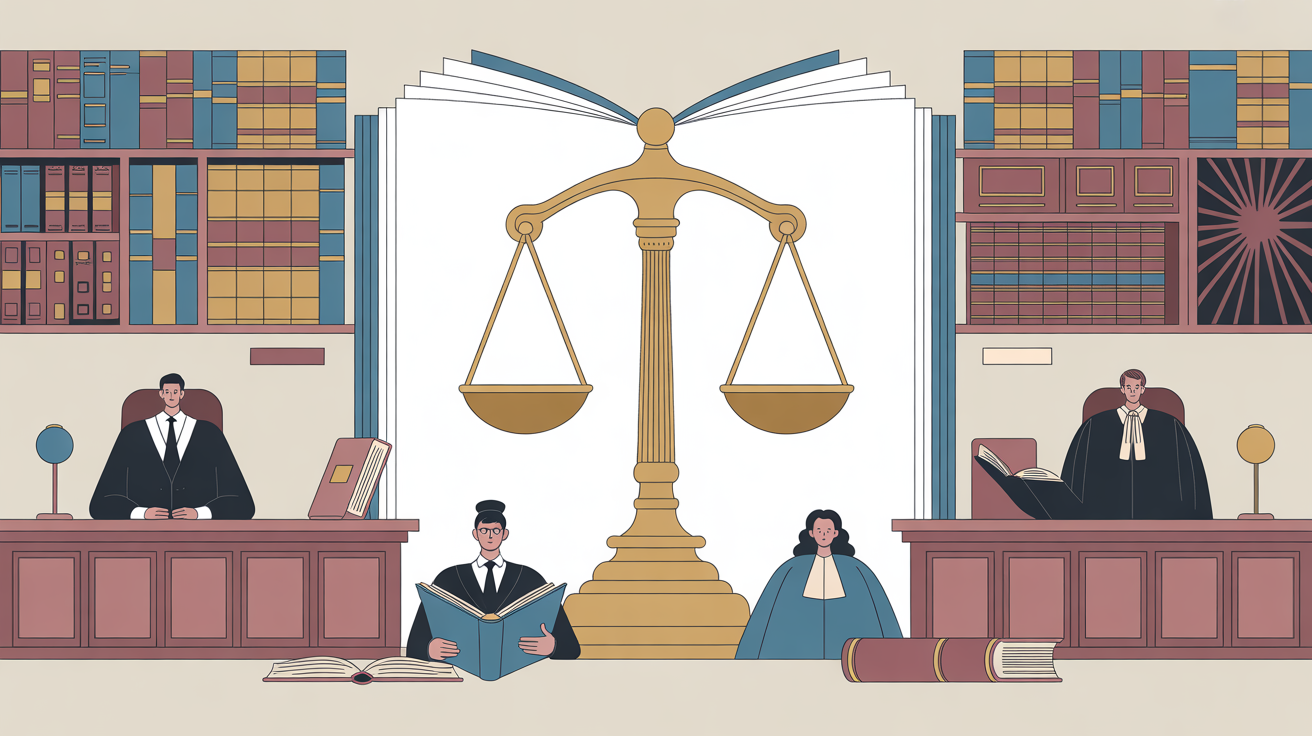 Illustration tribunal francais juge instruction balances de justice