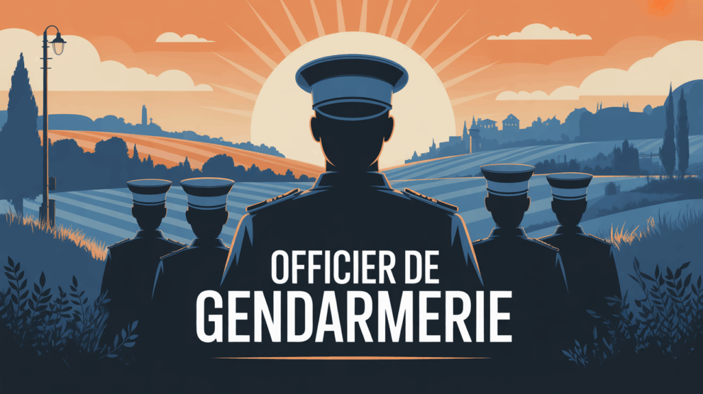 groupe de gendarmes en uniforme dans paysage campagne ville