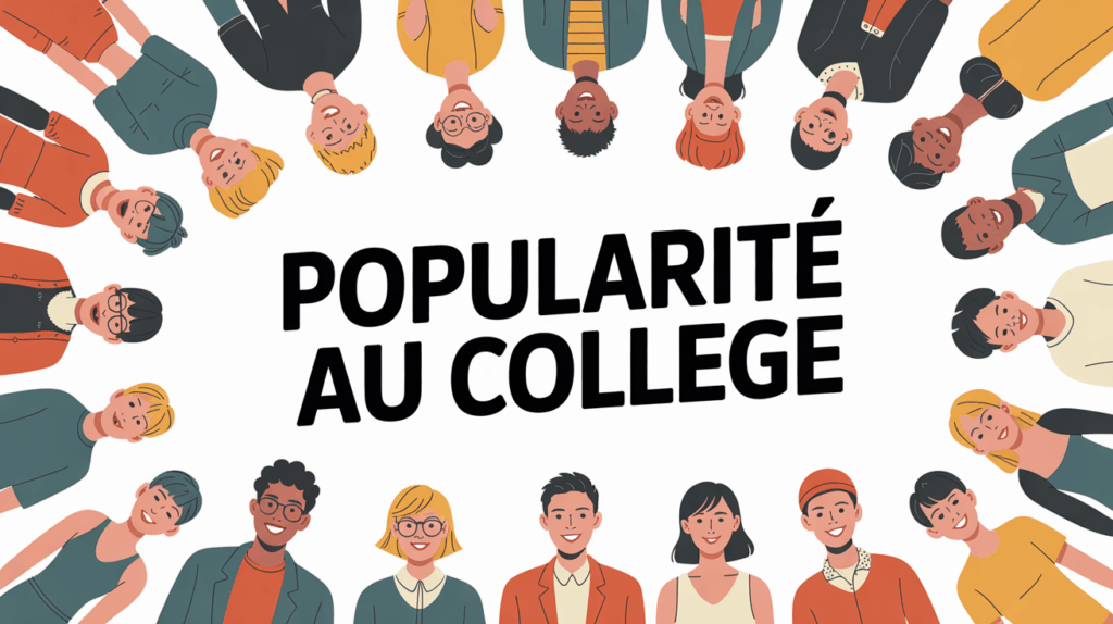 Groupe d'élèves populaires collège illustration