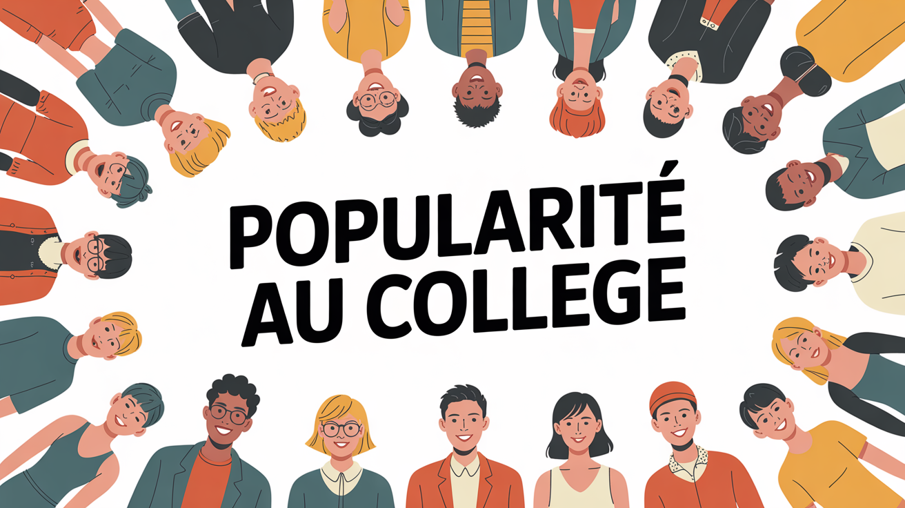 Groupe d'élèves populaires collège illustration