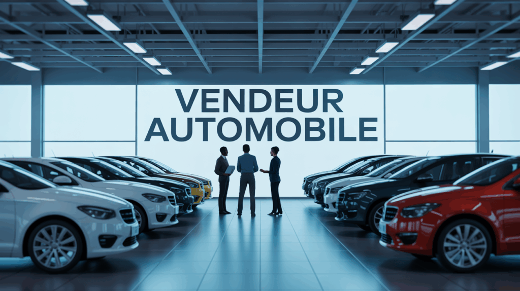 Vendeur automobile et clients en concession lumineuse