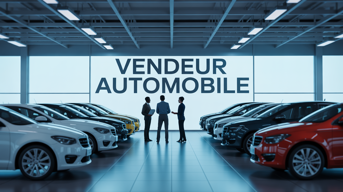 Vendeur automobile et clients en concession lumineuse