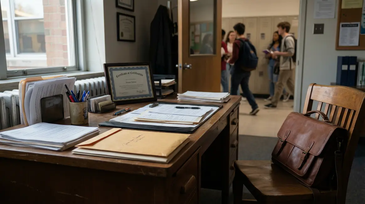 Lettre de démission lycée sur bureau avec certificat