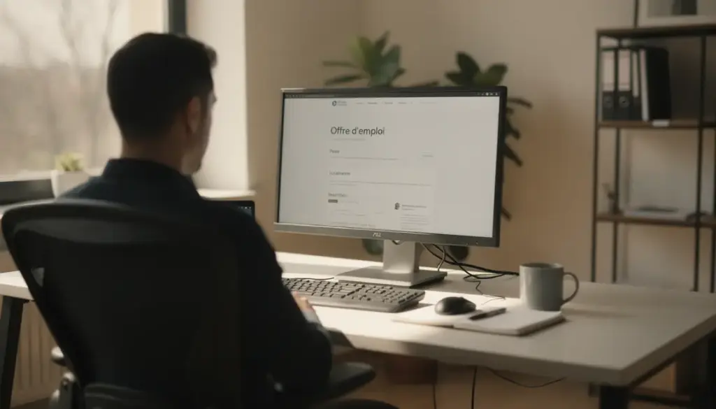bureau moderne avec offre emploi ecran