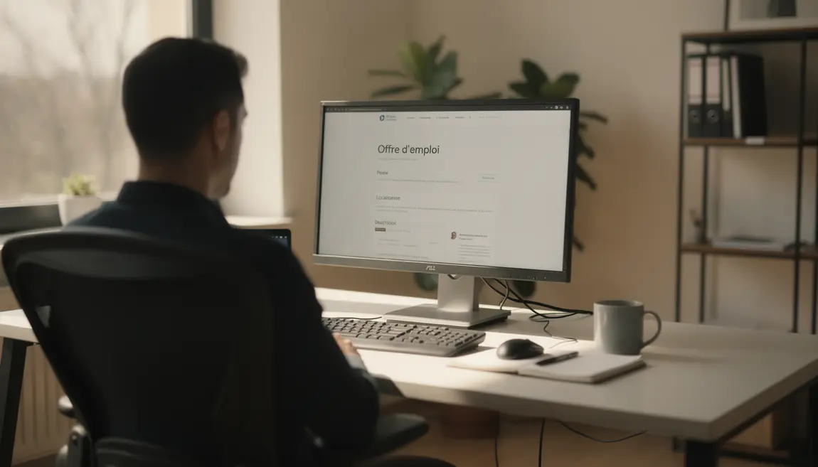 bureau moderne avec offre emploi ecran