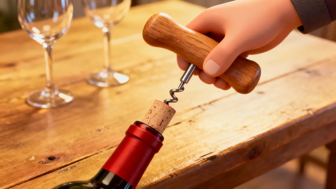 tire-bouchon bois main ergonomie vin