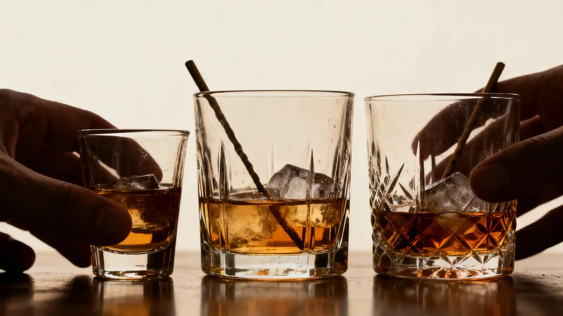 trois types verres jack daniels alignés accessoires