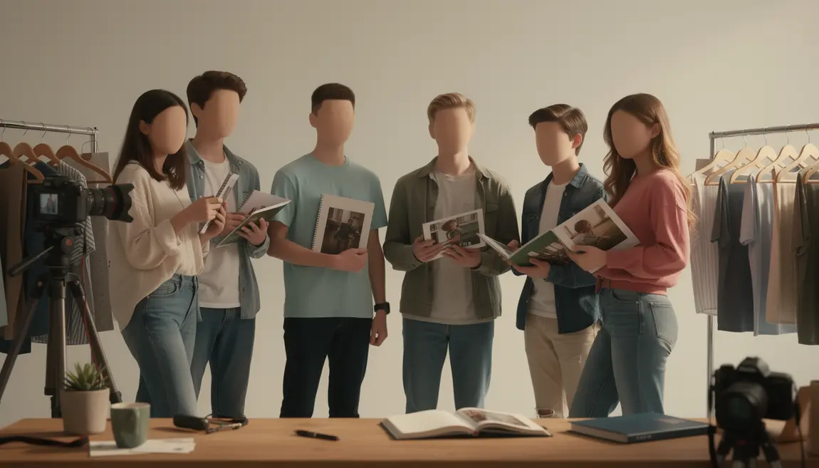 Groupe adolescents mannequinat en organisation