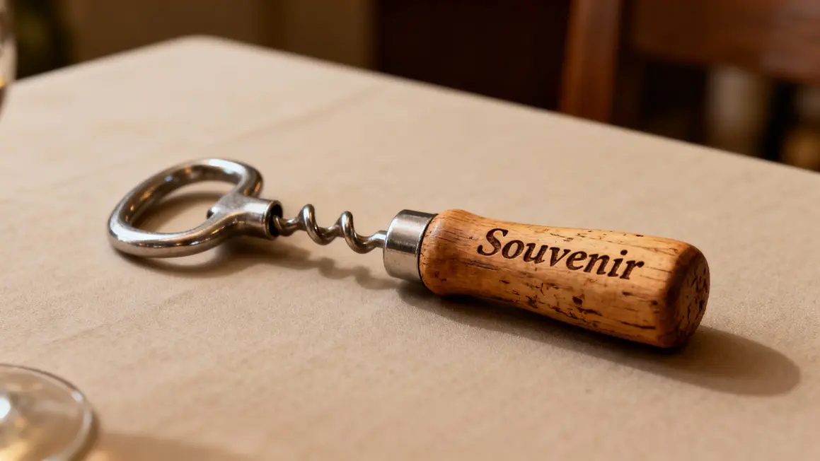 Tire bouchon manche grave souvenir sur table