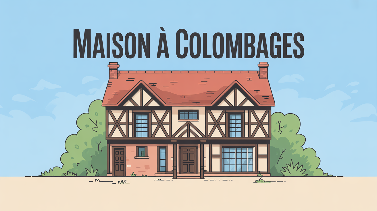 colombage maison facade stylisee bois torchis