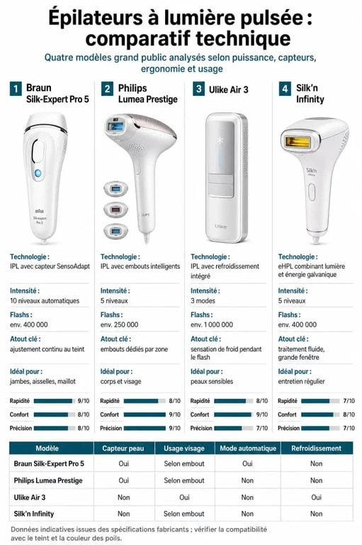 Comparatif des meilleurs épilateurs à lumière pulsée : Braun, Philips, Ulike et Silk'n